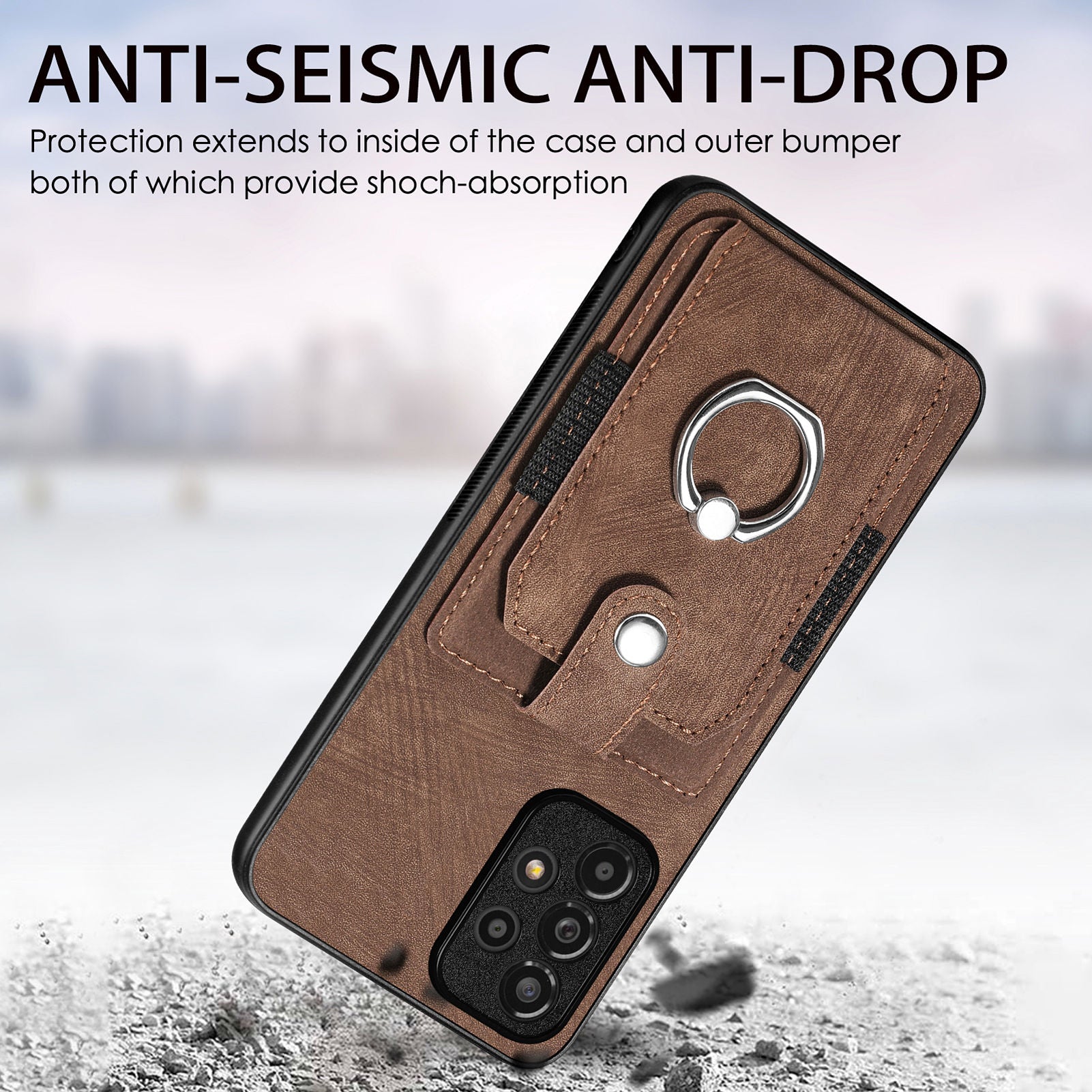 For Samsung Galaxy A33 5G PU Leather Coated PC TPU Back Case Card Slot Finger Ring Holder Kickstand Phone Cover For Samsung Galaxy A33 5G PU Leather Coated PC TPU Back Case Card Slot Finger Ring Holder Kickstand Phone Cover